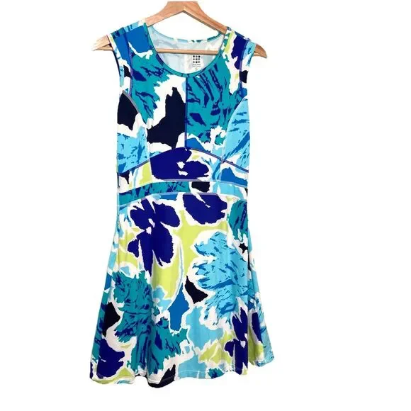 Title Nine Dream V-Neck Active Sporty Blue Womens Dress Size Small Zip Pocket - Picture 1 of 14